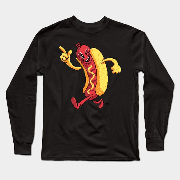 Pixelated Hot Dog! Long Sleeve T-Shirt by washburnillustration